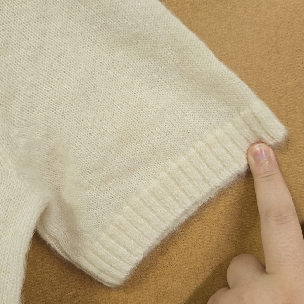 Everlane Size S Ivory Alpaca Wool Blend Knit T-Shirt - Picture 3 of 8